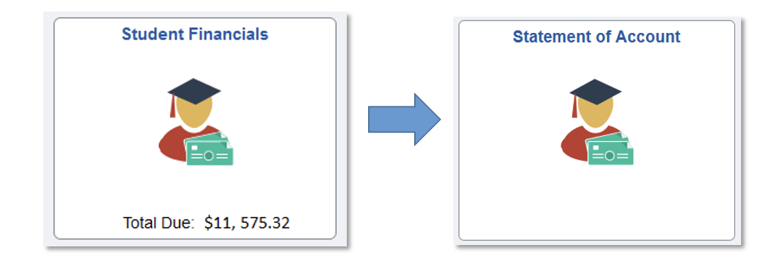 A screen grab of the Student Center tuition tiles