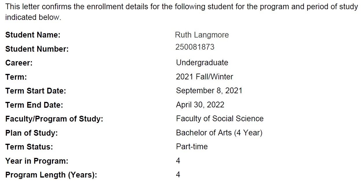 Verification of Enrollment