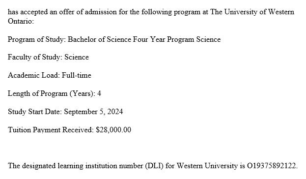 Pre Paid Fees Letter for Newly Accepted Students